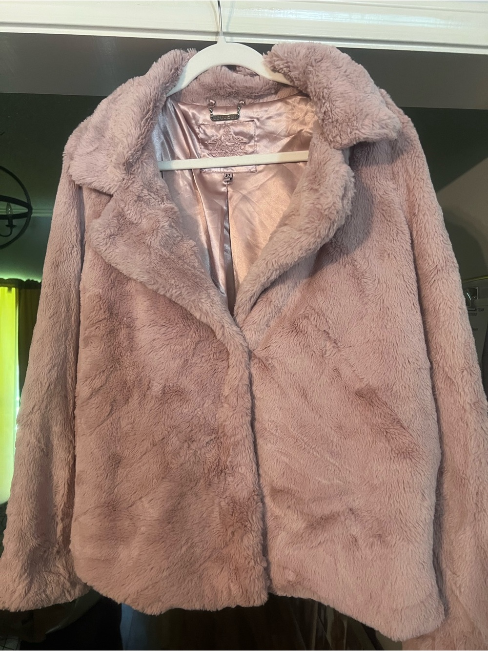 Jou Jou Dusty Pink Teddy Faux Fur Jacket
